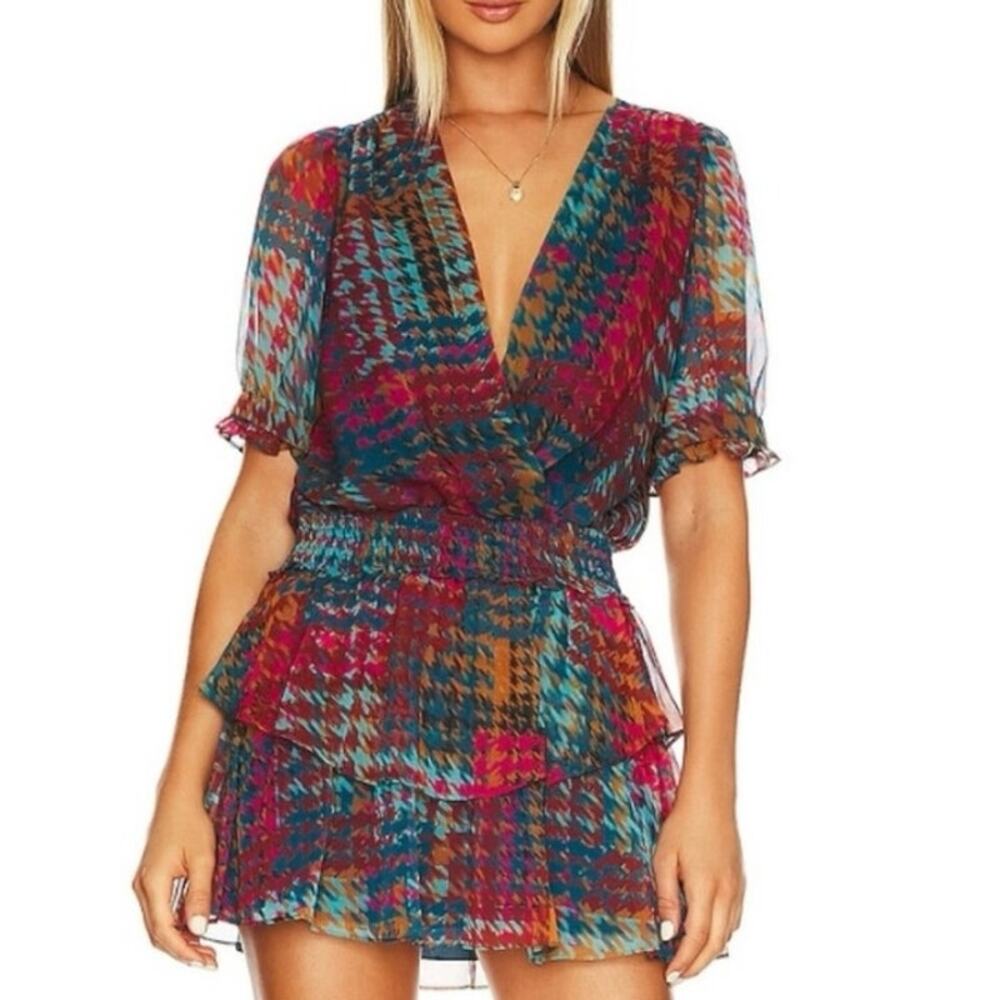 Amanda Uprichard Adriel Mini Dress in Kingsley Plaid Ruffles Medium EUC
